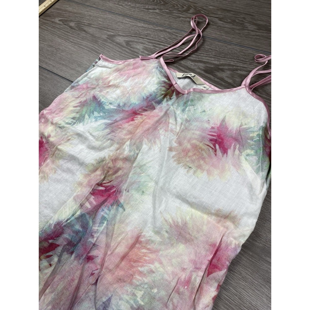Pilu Paris Women Nightgown Floral Linen Blend Pink Watercolor Maxi M